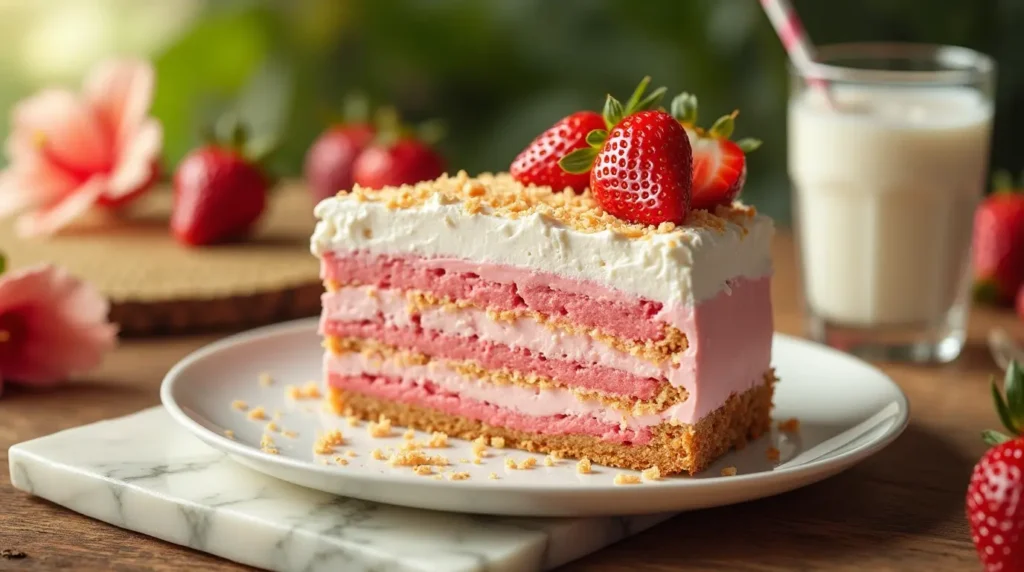 Tropical No-Bake Strawberry Cake